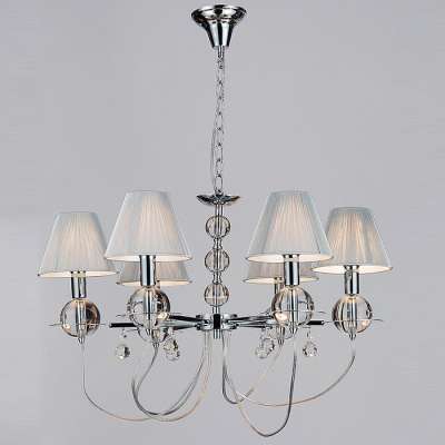 Modern white cloth lamp shade crystal chandelier pendant lamp with E14 lamp holder